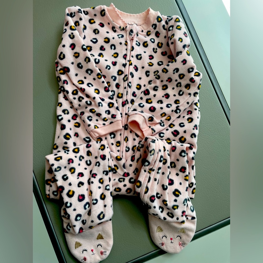 Little me new without tags for fleece sleeper. size 18 months, leopard print.